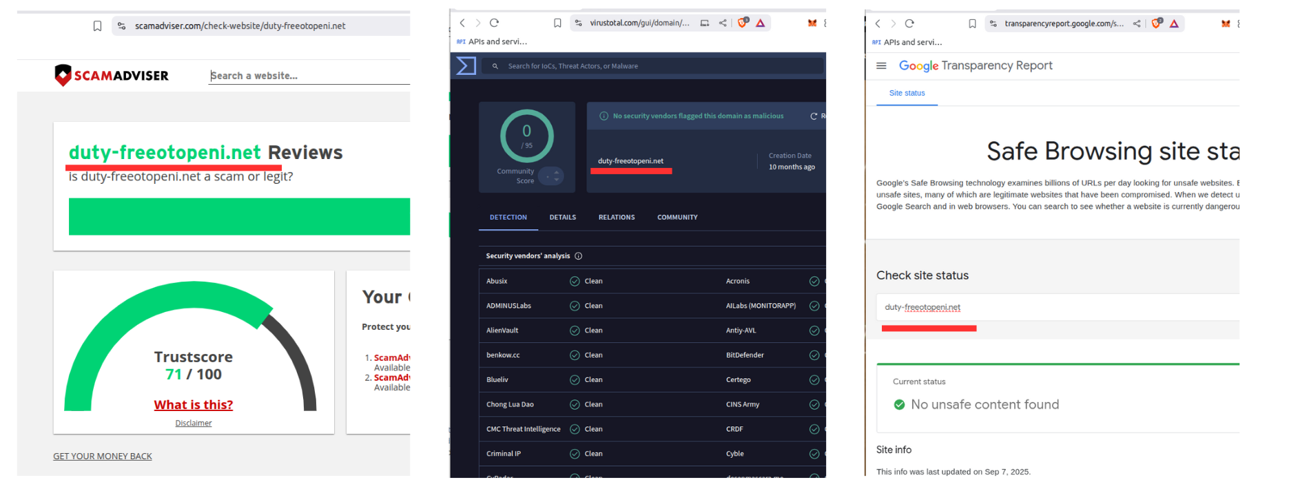 VirusTotal vs Google Safe Browsing vs ScamAdviser vs Scamy.io: Which Tool is Best for Detecting Online Scams?
